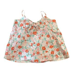 3 X NWT Organic Cotton Free Assembly floral spaghetti tank with front tie